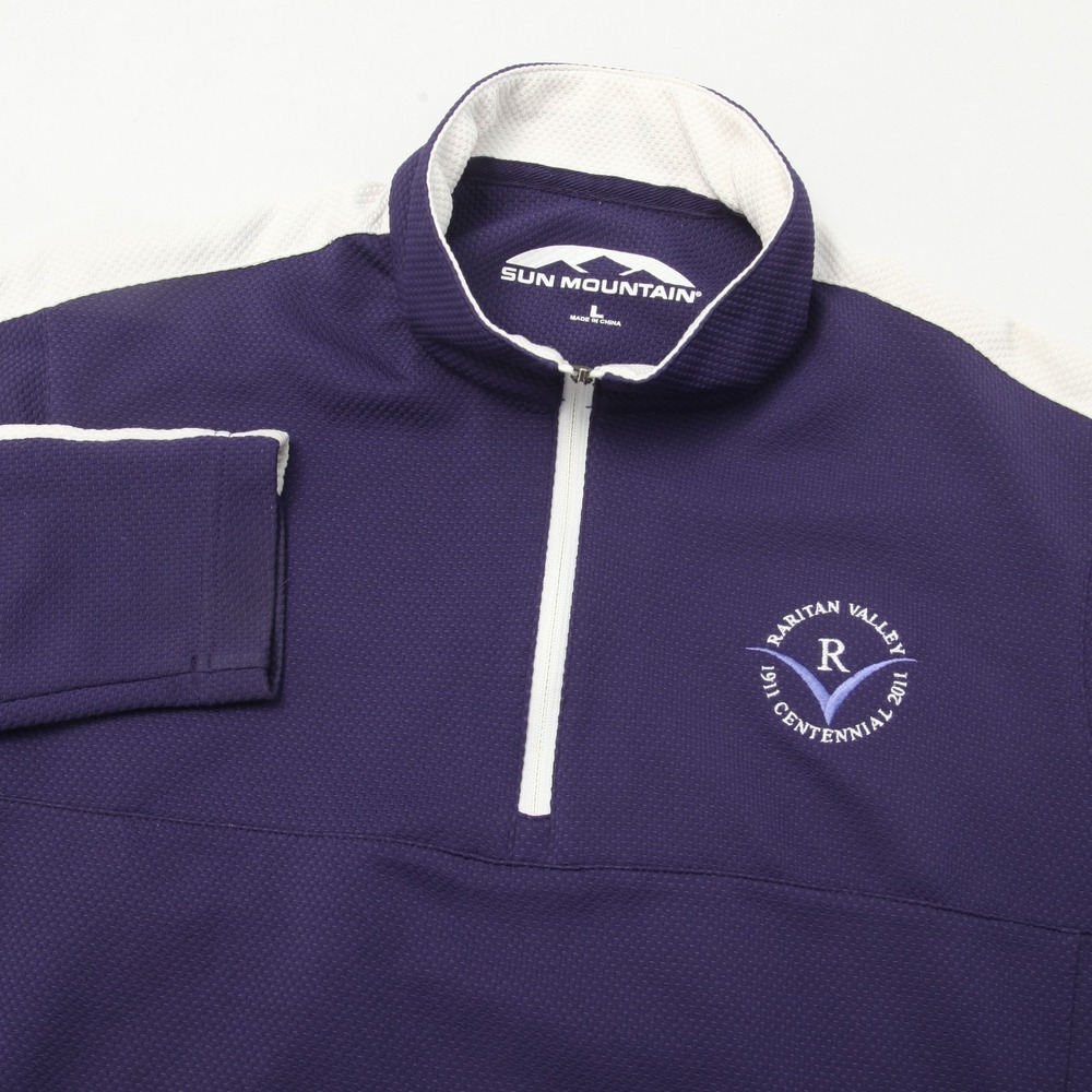 Sun Mountain Men's L Purple White 1/4 Zip Activewear Pullover Raritan Valley